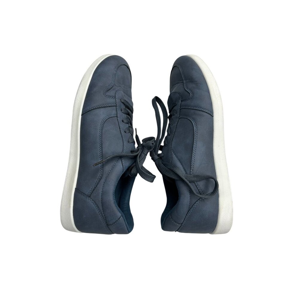 Mens Boulevard Casual Lace-Up Sneakers Size 43 Navy Blue Faux Leather Comfortabl - Picture 4 of 8